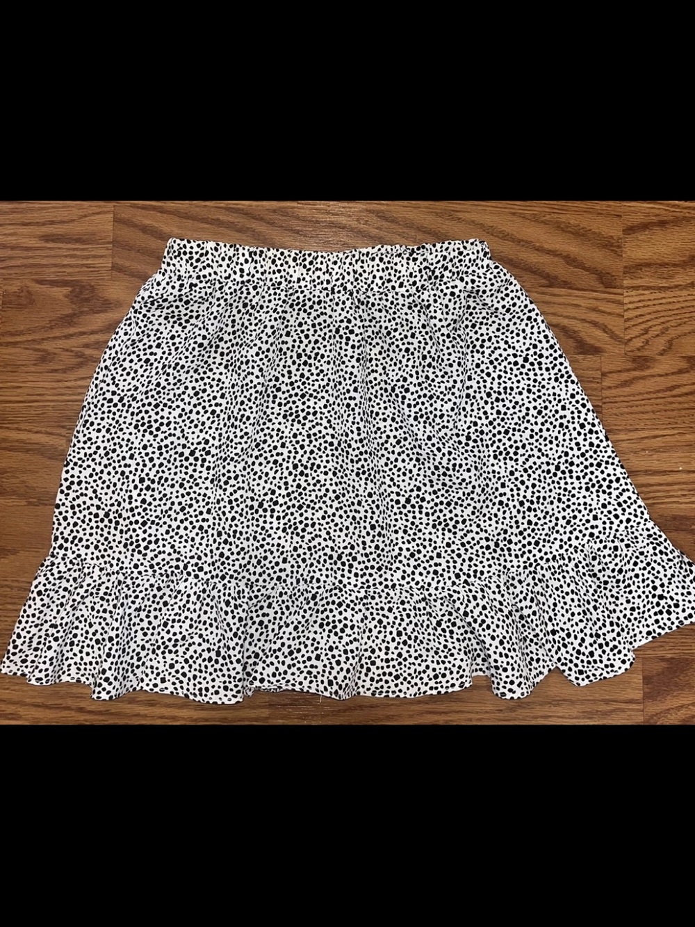 Y2K Polly Dalmatian Print Mini Skirt Black White Size US 0 Ruffle Hem